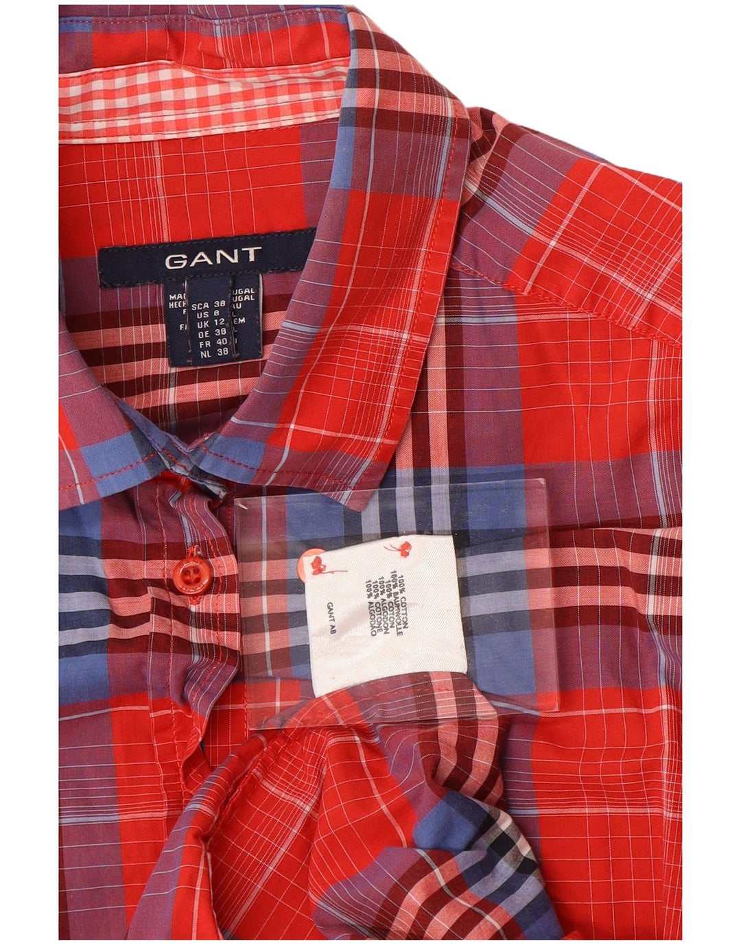 GANT Womens Shirt UK 12 Medium Red Check Cotton