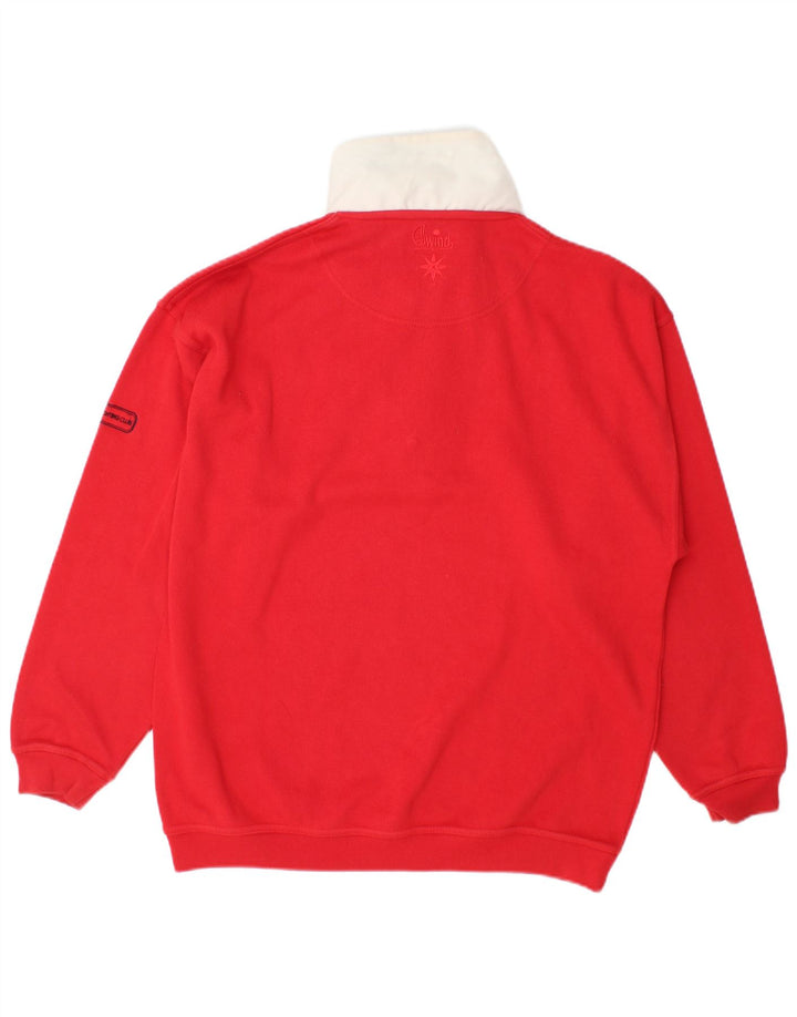 Yachting Club Mens Button Neck Sweatshirt Jumper Large Red Colourblock