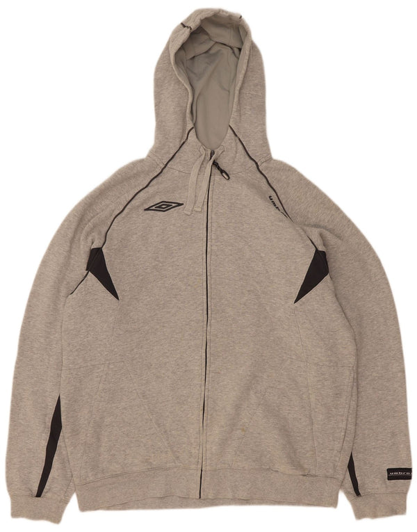 Umbro Mens Zip Hoodie Sweater XL Grey Colourblock Cotton