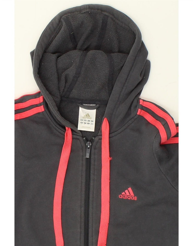 ADIDAS Womens Zip Hoodie Sweater UK 8 Small Grey Cotton Vintage Adidas and Second-Hand Adidas from Messina Hembry 