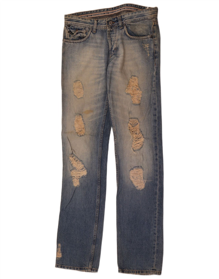 Dolce & Gabbana Womens Distressed Straight Jeans W32 L37 Blue Cotton