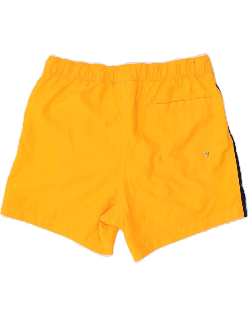 CHAMPION Mens Graphic Sport Shorts Medium Yellow Colourblock Polyester | Vintage Champion | Thrift | Second-Hand Champion | Used Clothing | Messina Hembry 