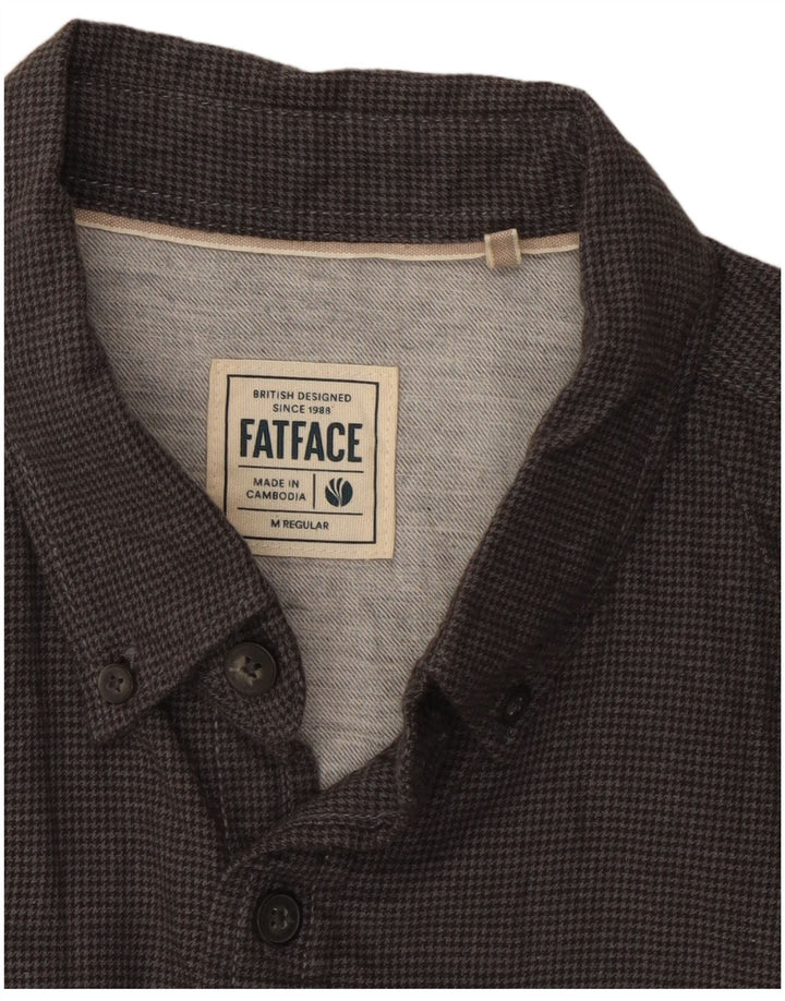 Fat Face Mens Regular Shirt Medium Grey Houndstooth Cotton