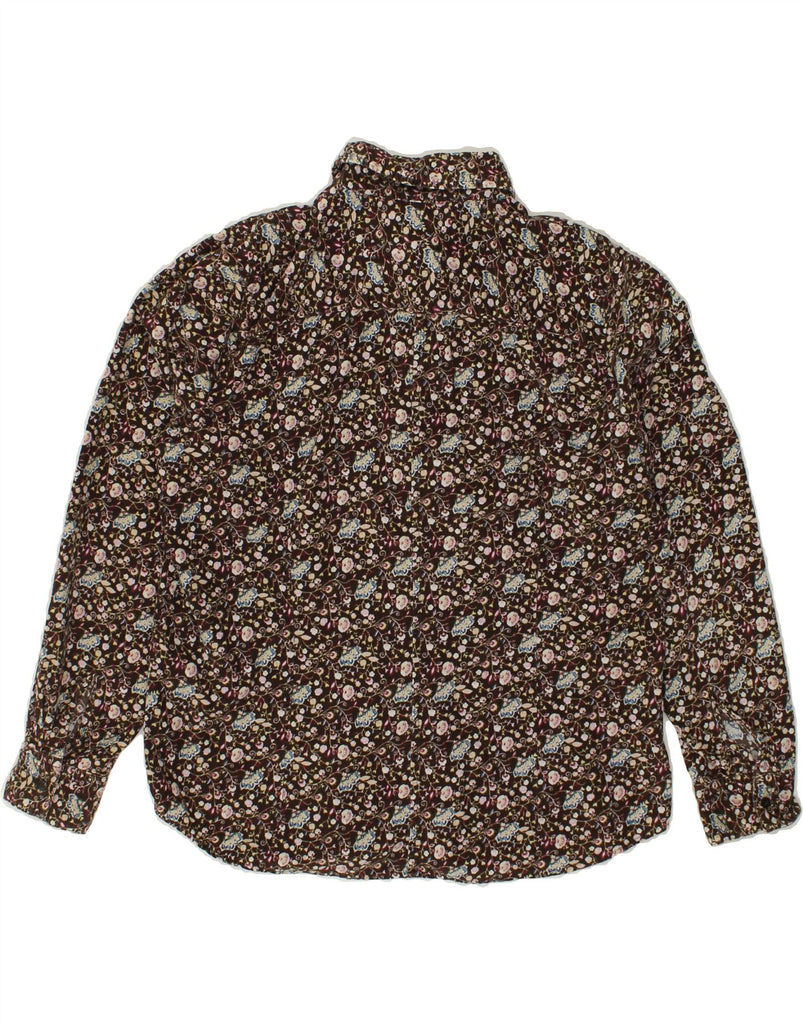 EDDIE BAUER Womens Shirt UK 16 Large Brown Floral Cotton | Vintage Eddie Bauer | Thrift | Second-Hand Eddie Bauer | Used Clothing | Messina Hembry 