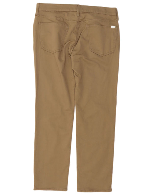 Orvis Mens Straight Casual Trousers W34 L30 Beige Cotton
