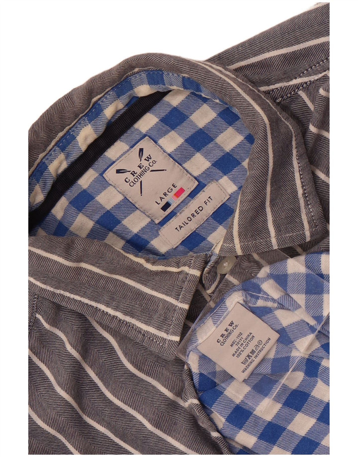 Crew Clothing Mens Tailored Fit Shirt Large Grey Pinstripe Cotton