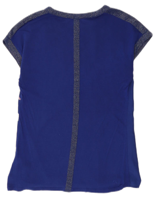Oasis Womens T-Shirt Top UK 6 XS Blue Floral Polyester