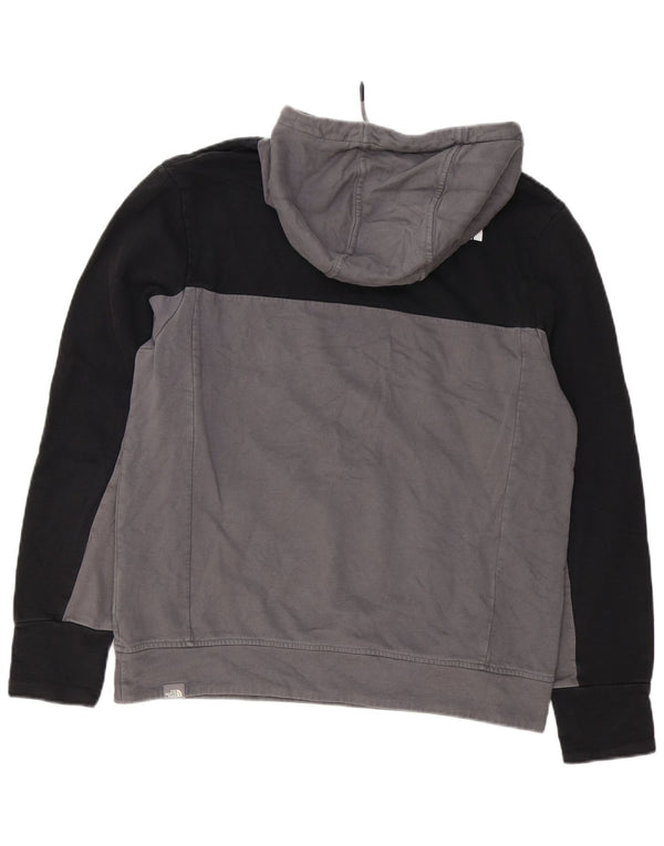 The North Face Mens Hoodie Jumper Large Grey Colourblock Cotton