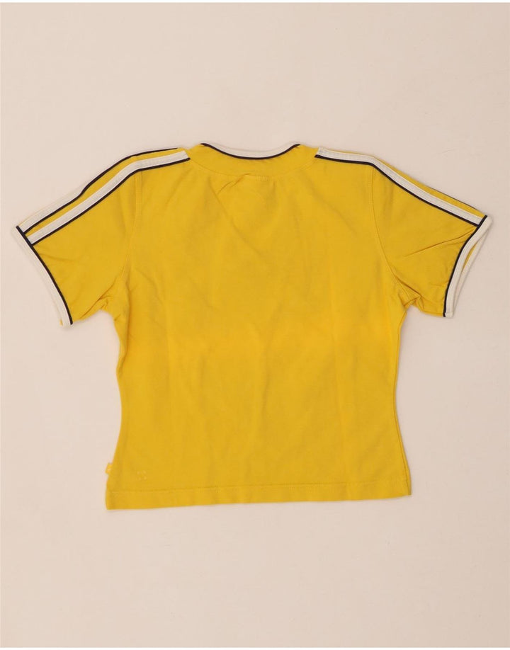 ADIDAS Womens Crop T-Shirt Top UK 12 Medium Yellow Cotton