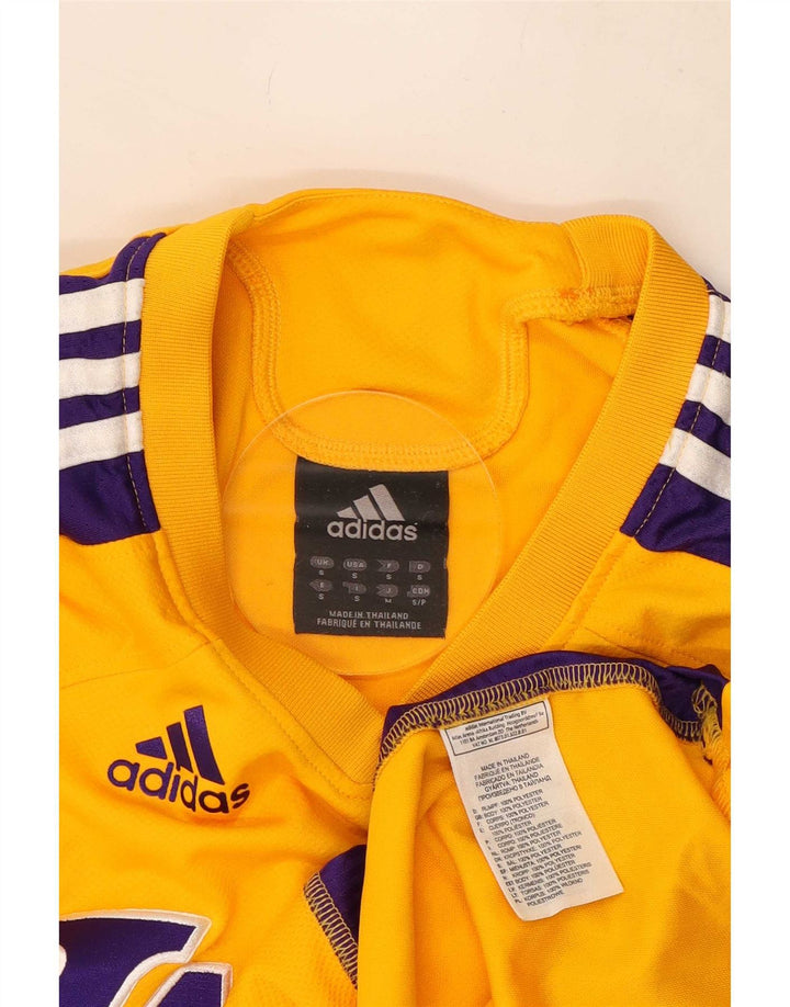 Adidas Mens Lakers Graphic Top Long Sleeve Small Yellow Colourblock