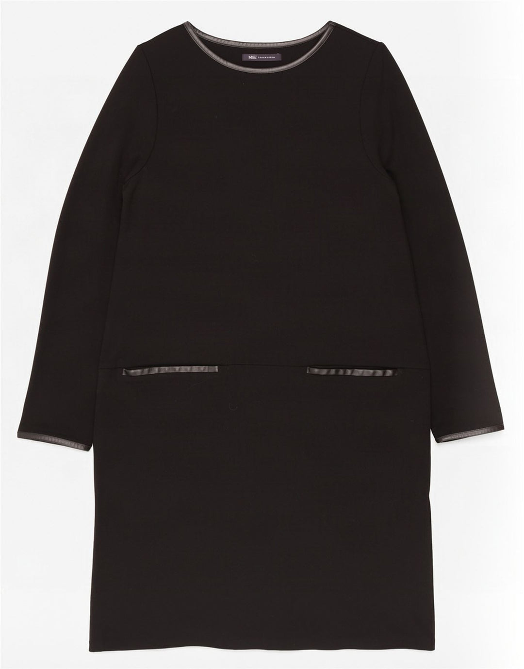 Marks & Spencer Womens Long Sleeve Shift Dress UK 16 Large Black