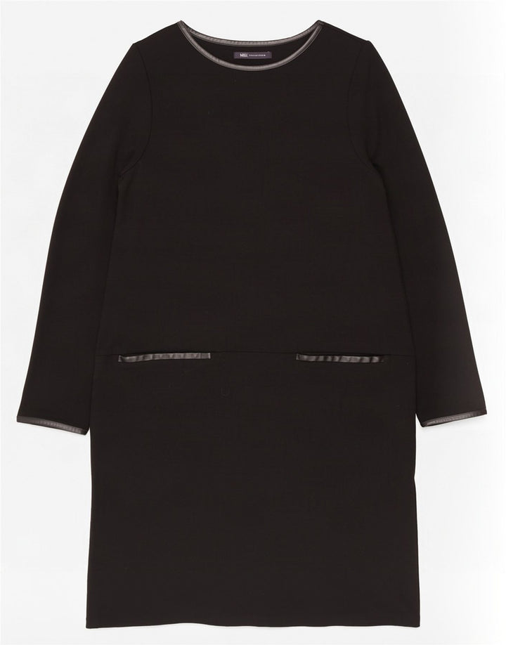 Marks & Spencer Womens Long Sleeve Shift Dress UK 16 Large Black