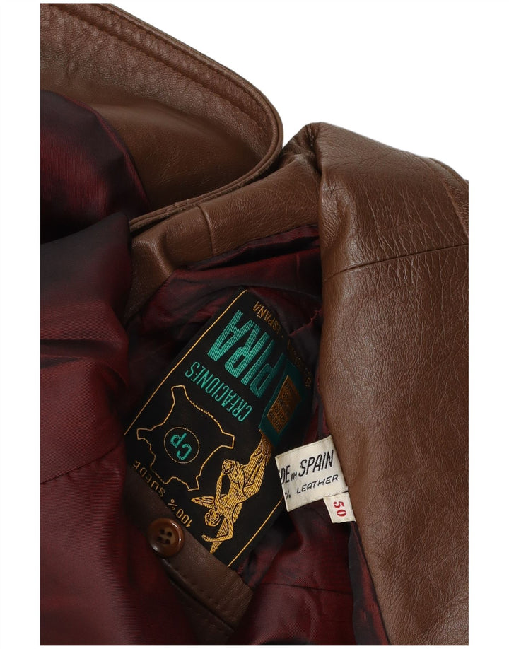 Vintage Mens 3 Button Leather Blazer Jacket EU 50 Large Brown Suede