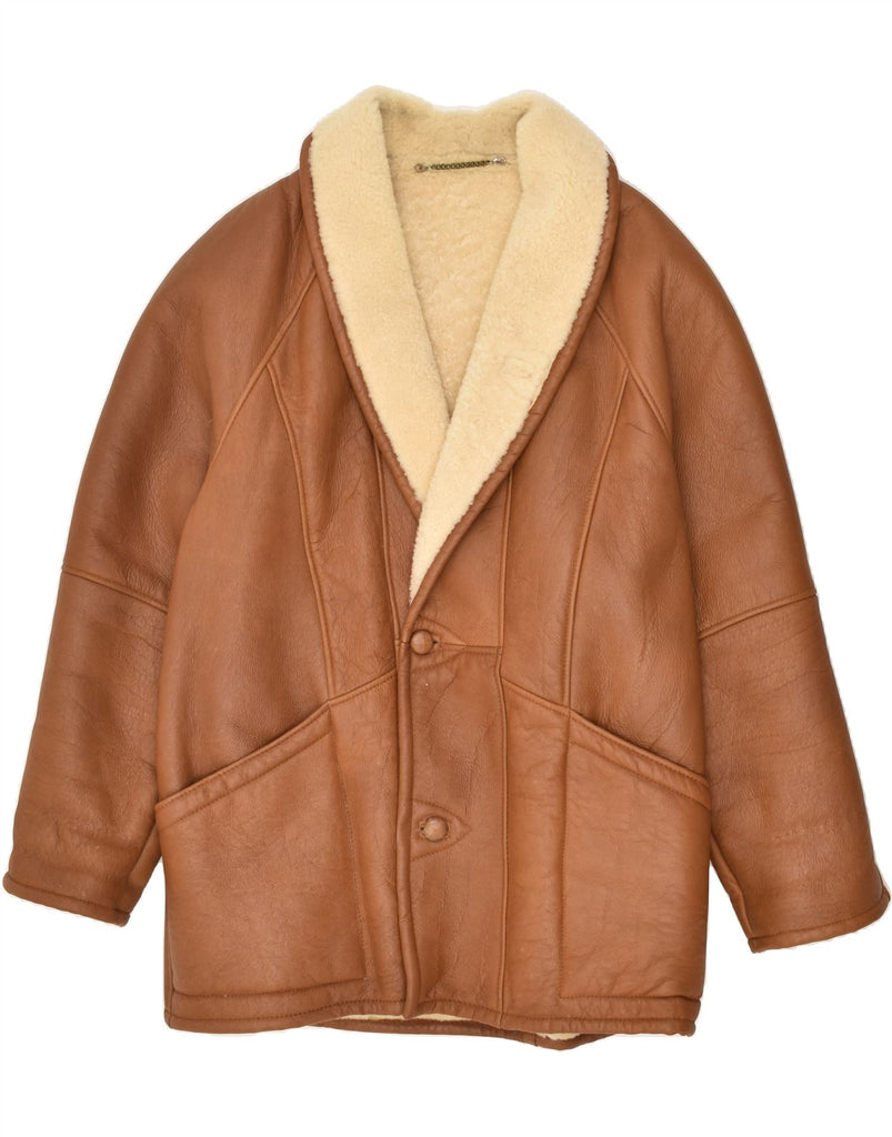 VINTAGE Mens Shearling Jacket IT 54 2XL Brown Shearling | Vintage Vintage | Thrift | Second-Hand Vintage | Used Clothing | Messina Hembry 