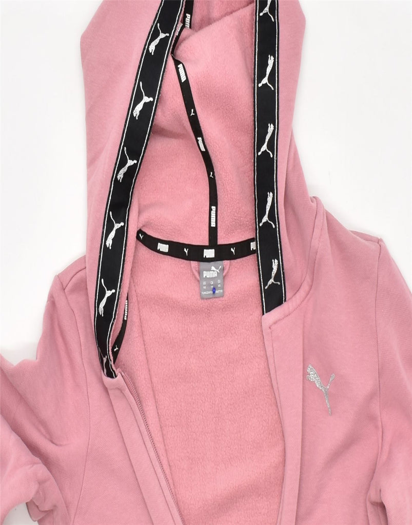 PUMA Womens Zip Hoodie Sweater UK 6 XS Pink Cotton | Vintage | Thrift | Second-Hand | Used Clothing | Messina Hembry 