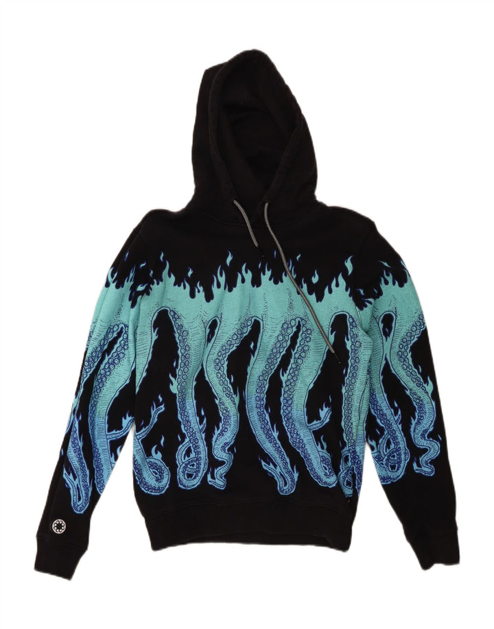 Octopus Womens Graphic Hoodie Jumper UK 6 XS Black