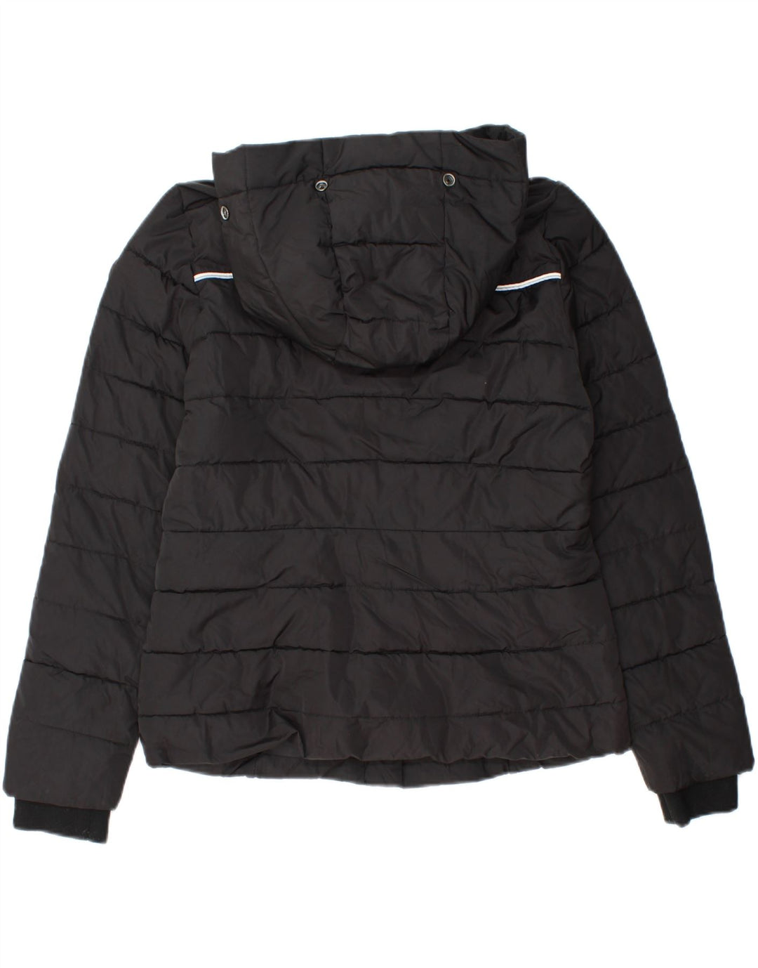 Superdry Womens Hooded Padded Jacket UK 14 Medium Black Polyester