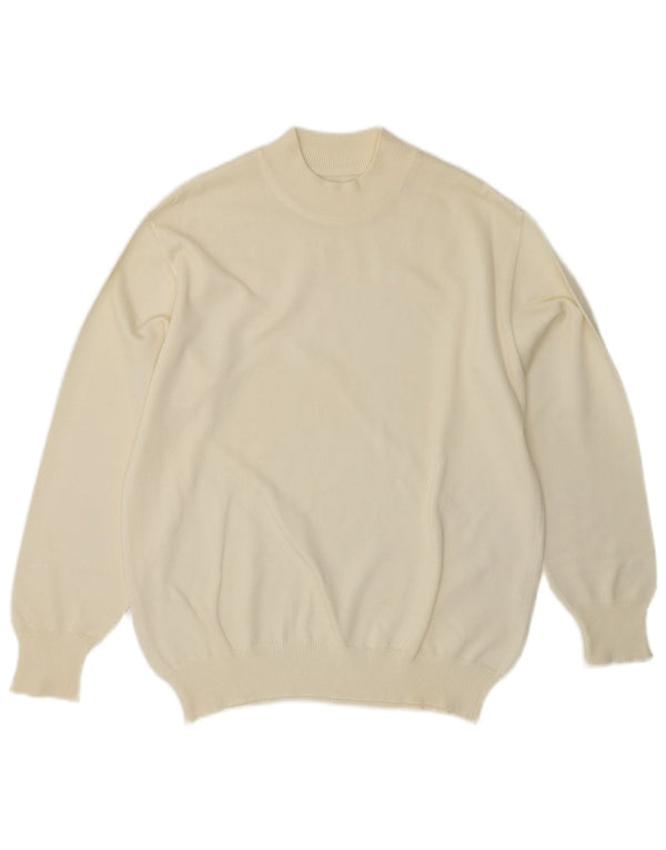 VINTAGE Womens Turtle Neck Jumper Sweater UK 14 Medium Off White