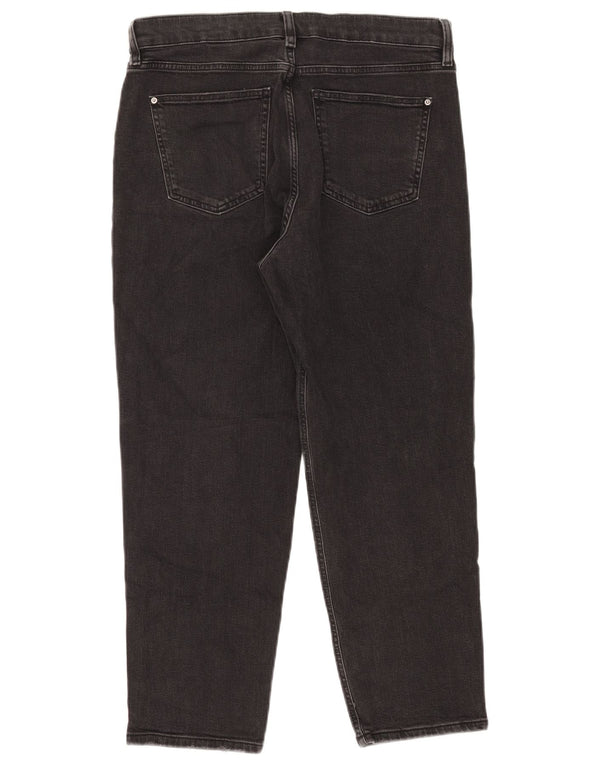 Marks & Spencer Womens Boyfriend Straight Jeans UK 14 Large W34 L26 Black