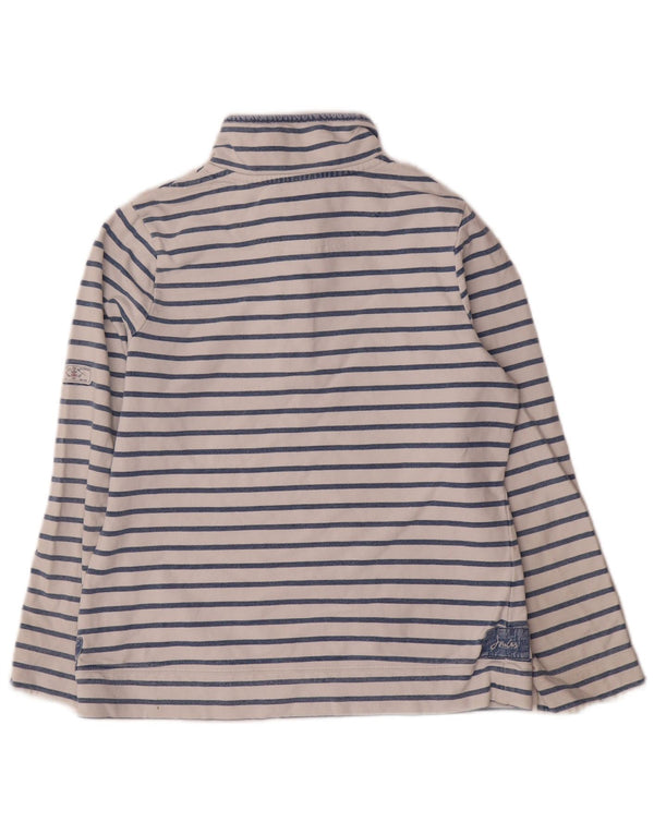 Joules Womens Button Neck Sweatshirt Jumper UK 12 Medium Blue Striped