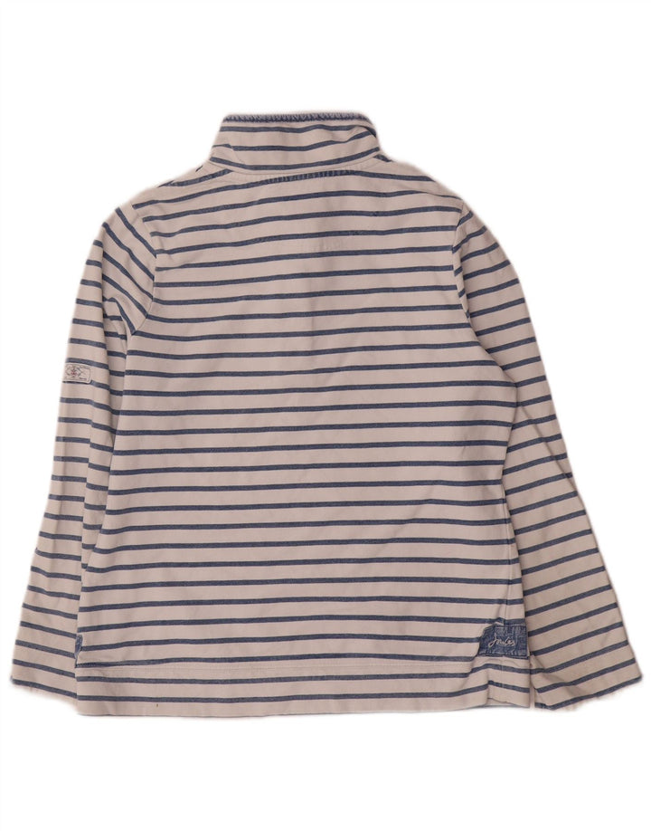 Joules Womens Button Neck Sweatshirt Jumper UK 12 Medium Blue Striped