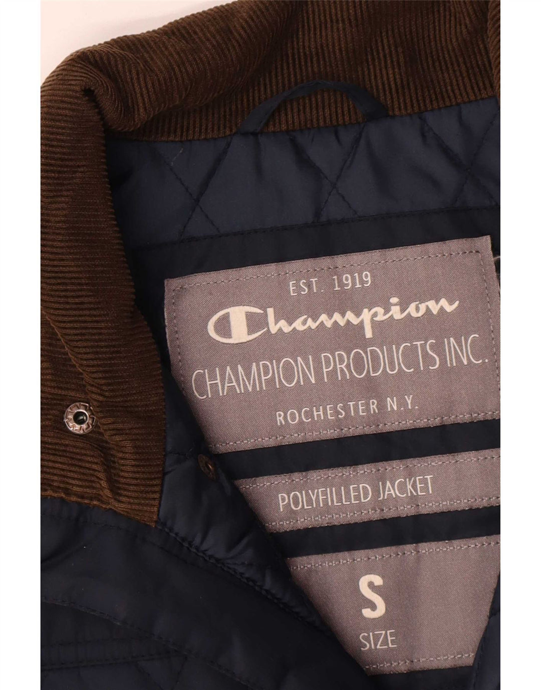 Champion Mens Quilted Jacket UK 36 Small Navy Blue