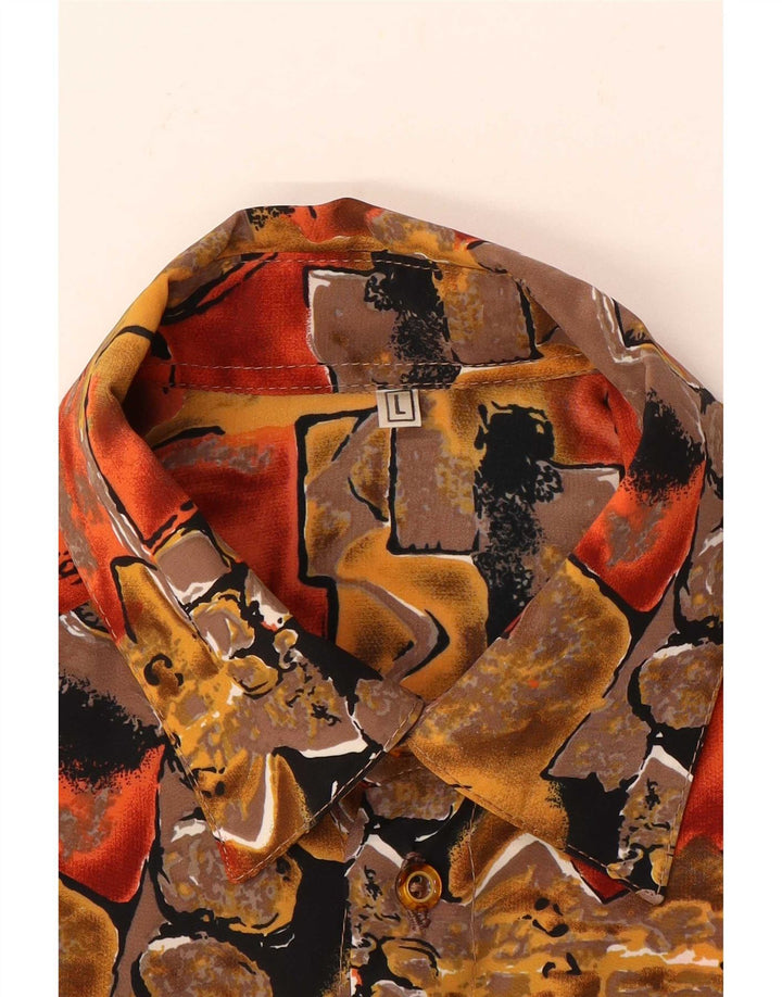 Vintage Mens Abstract Pattern Short Sleeve Shirt Large Multicoloured