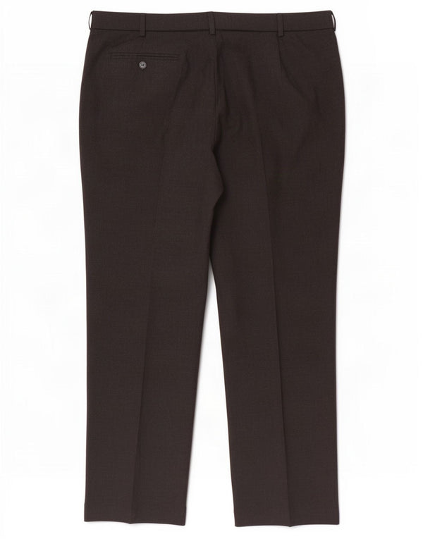 Marks & Spencer Mens Straight Suit Trousers W42 L33 Black Polyester