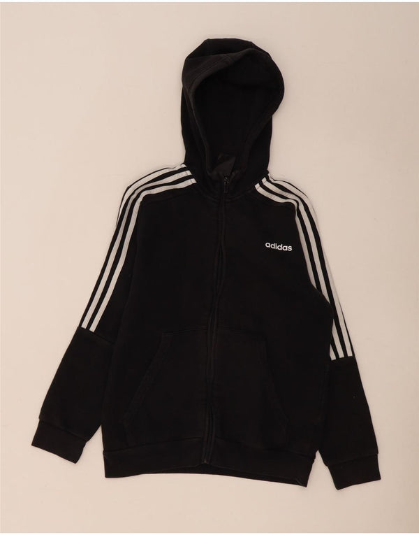 Adidas Boys Zip Hoodie Sweater 13-14 Years Black Cotton