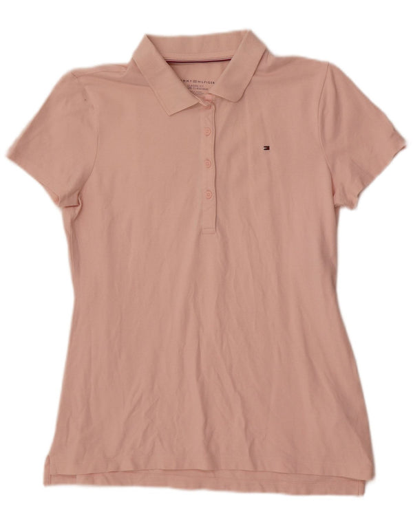 Tommy Hilfiger Womens Classic Fit Polo Shirt UK 10 Small Pink Cotton
