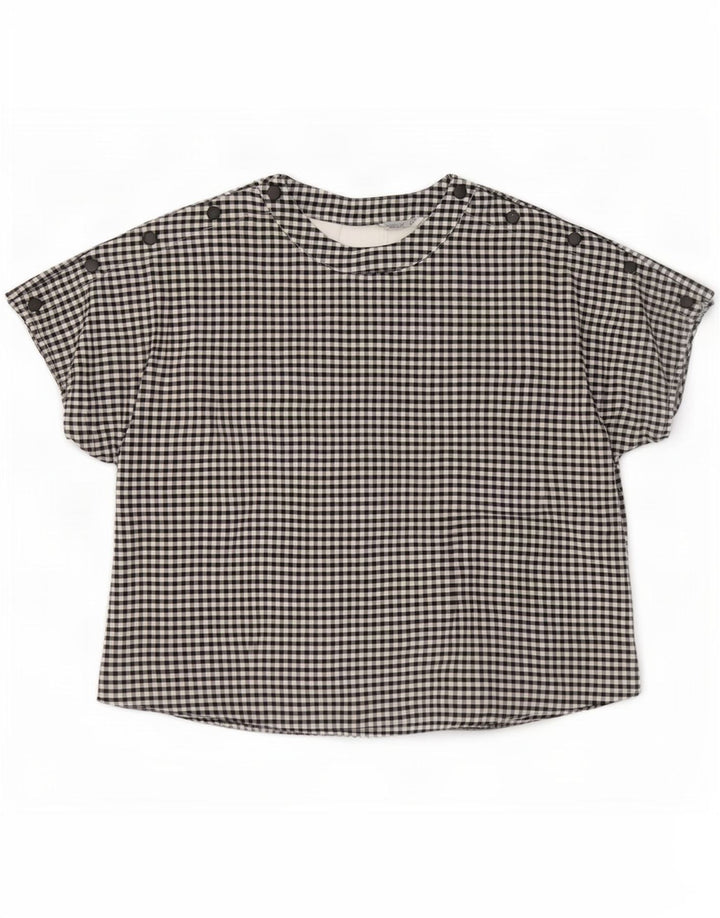 Zara Womens Oversized Blouse Top UK 10 Small Black Gingham