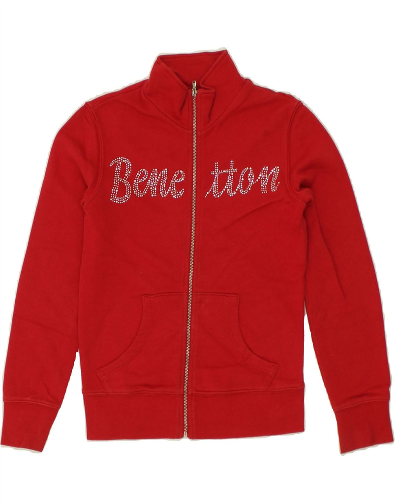 BENETTON Girls Graphic Tracksuit Top Jacket 8-9 Years Large  Red Cotton | Vintage Benetton | Thrift | Second-Hand Benetton | Used Clothing | Messina Hembry 