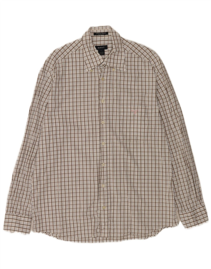 Gant Mens Regular Fit Shirt Large White Check Cotton