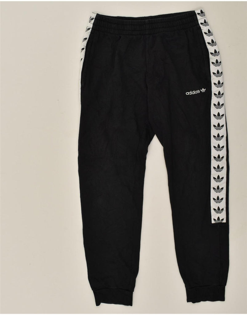 ADIDAS Mens Graphic Tracksuit Trousers Joggers Large Black Cotton | Vintage Adidas | Thrift | Second-Hand Adidas | Used Clothing | Messina Hembry 
