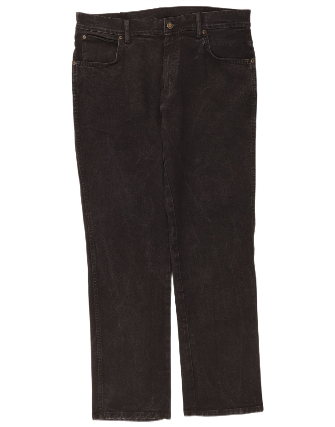 Wrangler Mens Regular Fit Straight Jeans W36 L32 Black Cotton