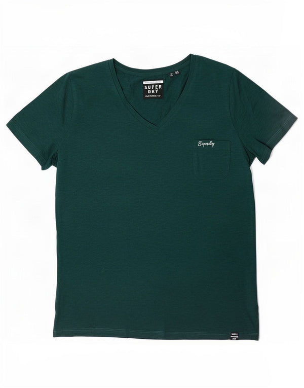 Superdry Womens T-Shirt Top UK 14 Large Green Flecked Cotton