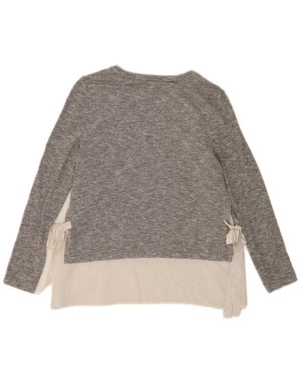 Oasis Womens Top Long Sleeve UK 12 Medium Grey Flecked Viscose