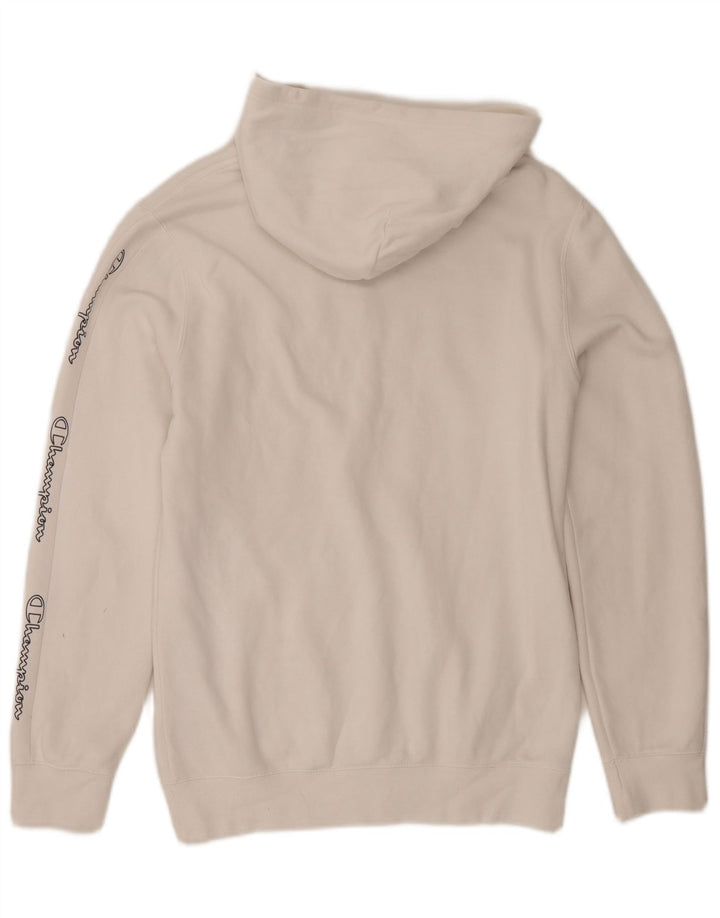 Champion Mens Graphic Hoodie Jumper Medium White Cotton