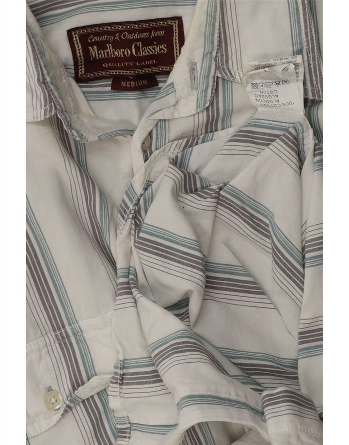 Marlboro Classics Mens Graphic Short Sleeve Shirt Medium White Striped