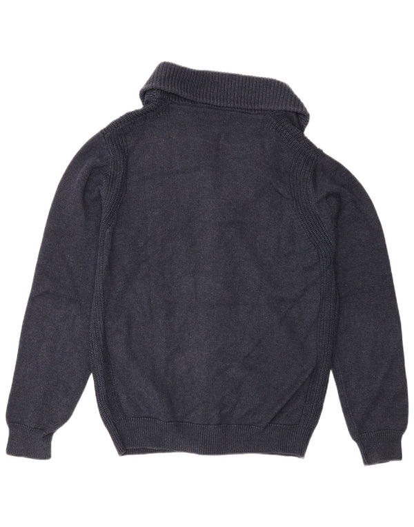 Massimo Dutti Mens Cardigan Sweater Medium Navy Blue Cotton