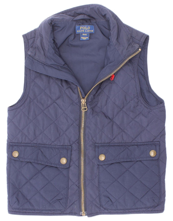 Polo Ralph Lauren Girls Quilted Gilet 3-4 Years Navy Blue Polyester