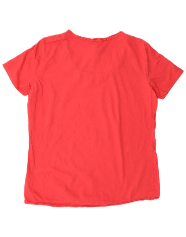 Desigual Womens Graphic T-Shirt Top UK 18 XL Red Cotton