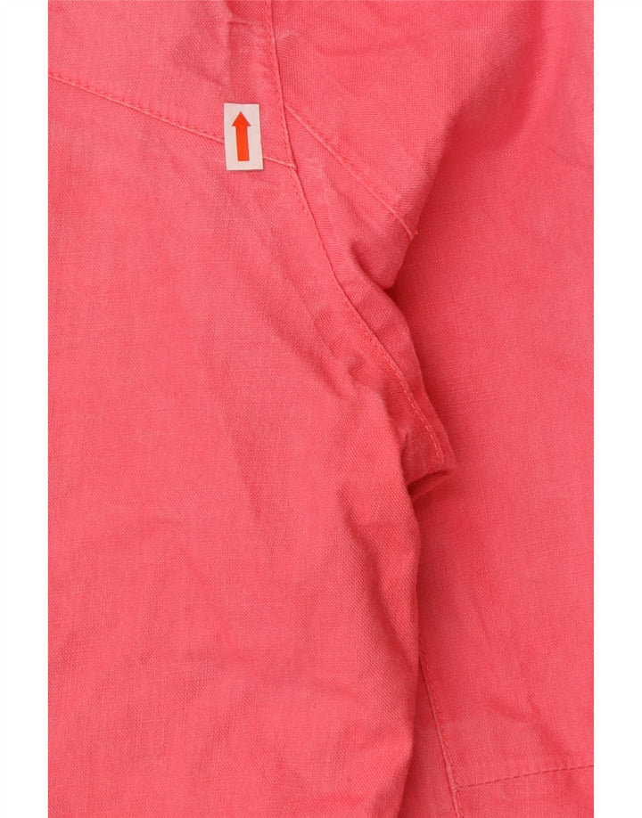JOULES Womens Hooded Raincoat UK 12 Medium  Pink Linen