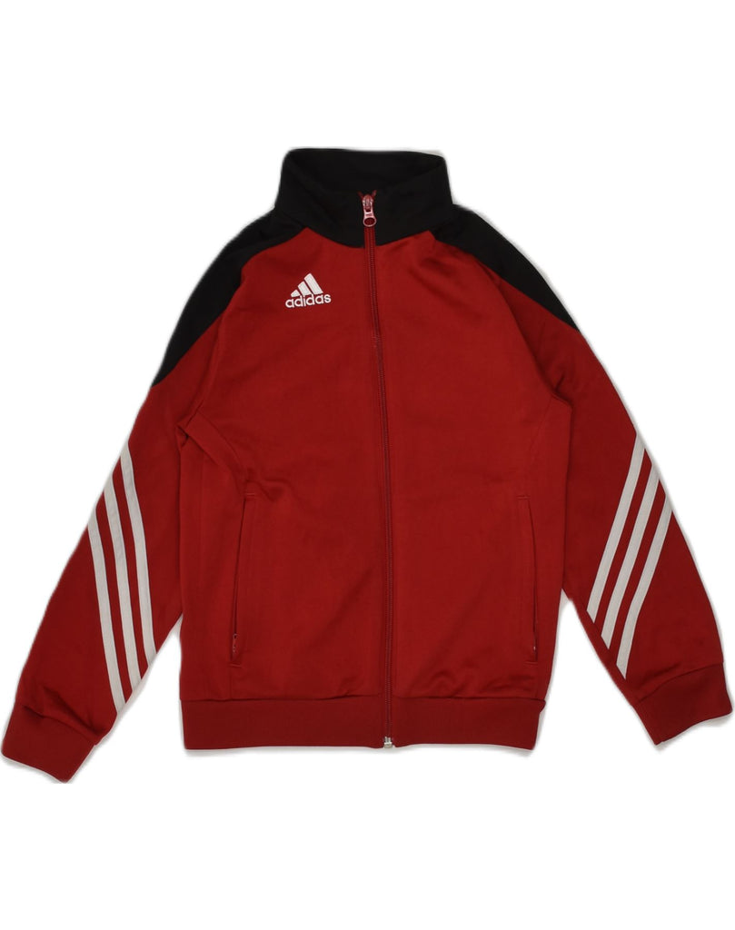 ADIDAS Boys Tracksuit Top Jacket 7-8 Years Small Red Colourblock Polyester | Vintage Adidas | Thrift | Second-Hand Adidas | Used Clothing | Messina Hembry 