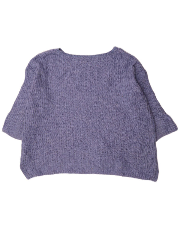 Zara Womens 3/4 Sleeve Boat Neck Jumper Sweater UK 14 Medium Purple
