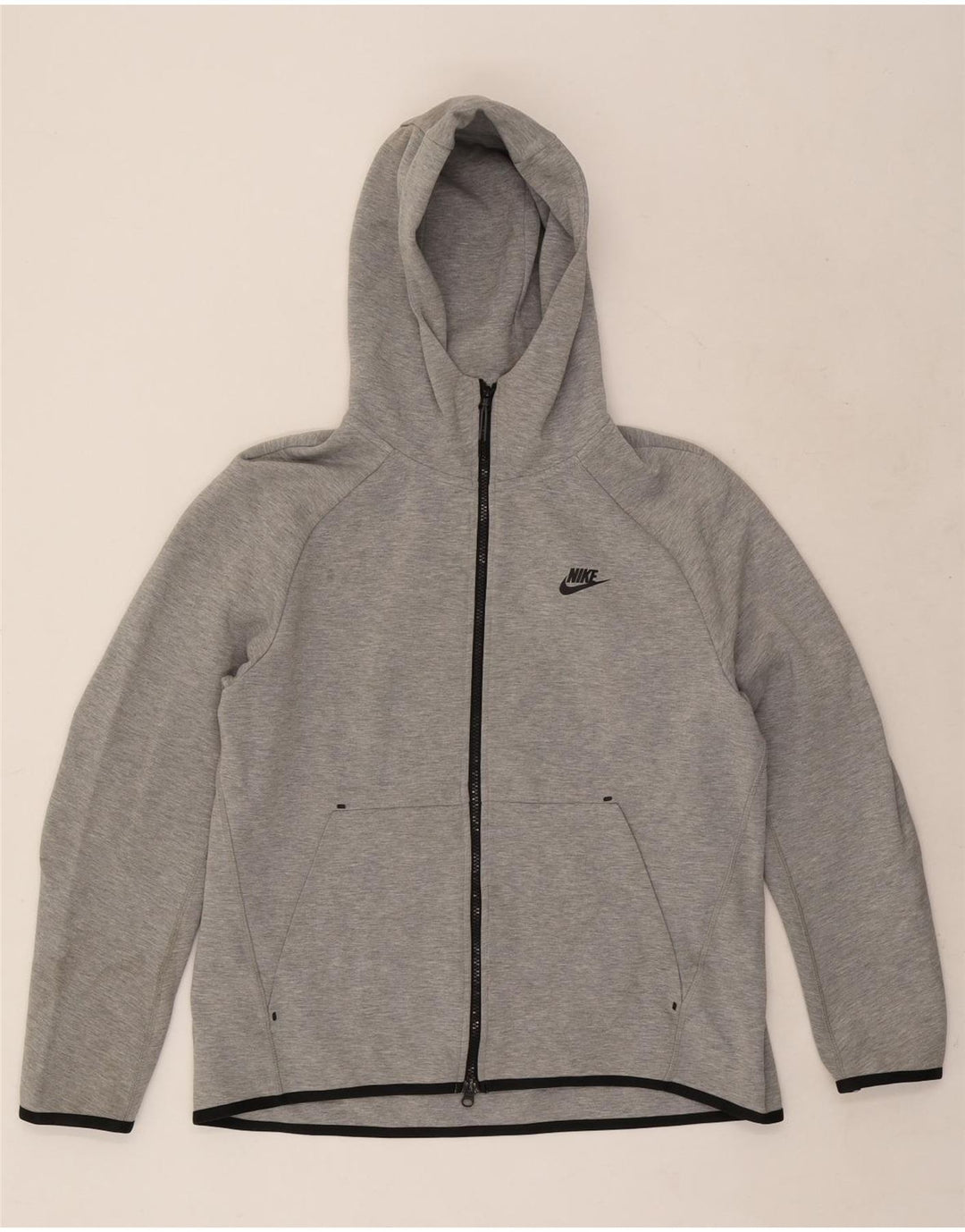 Nike Mens Zip Hoodie Sweater Large Grey Cotton