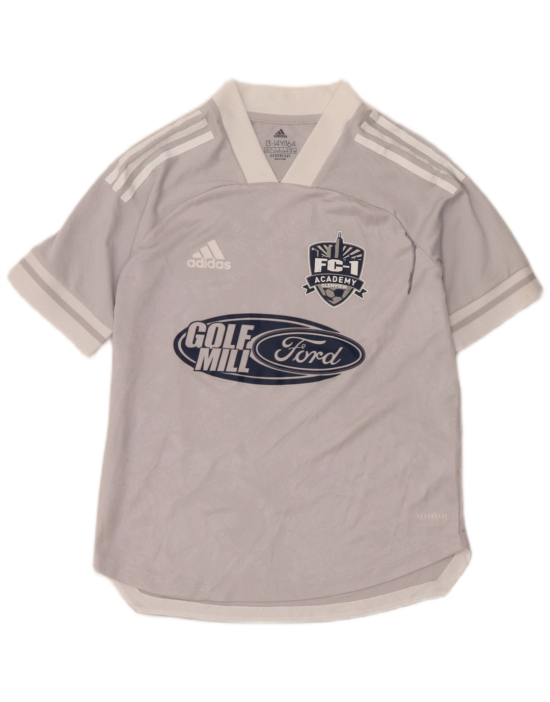Adidas Boys Aeroready Graphic T-Shirt Top 13-14 Years Grey Polyester