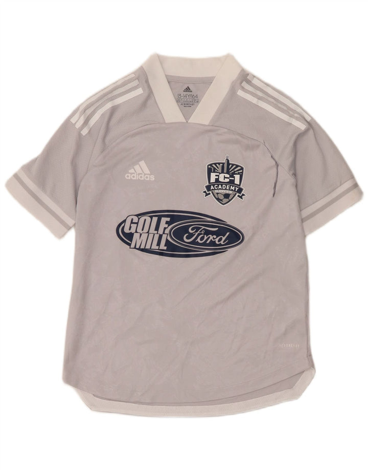 Adidas Boys Aeroready Graphic T-Shirt Top 13-14 Years Grey Polyester