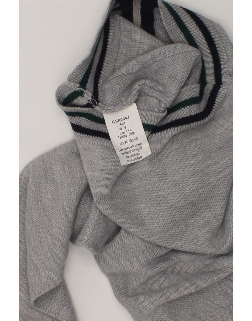 ARMATA DI MARE Boys Graphic Hooded Cardigan Sweater 5-6 Years Grey Acrylic | Vintage Armata Di Mare | Thrift | Second-Hand Armata Di Mare | Used Clothing | Messina Hembry 