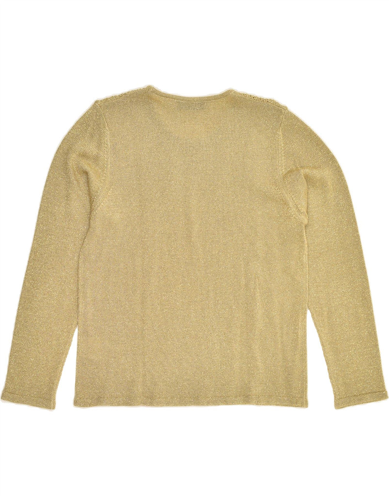 VINTAGE Womens Crew Neck Jumper Sweater UK 10 Small Gold Lurex | Vintage Vintage | Thrift | Second-Hand Vintage | Used Clothing | Messina Hembry 